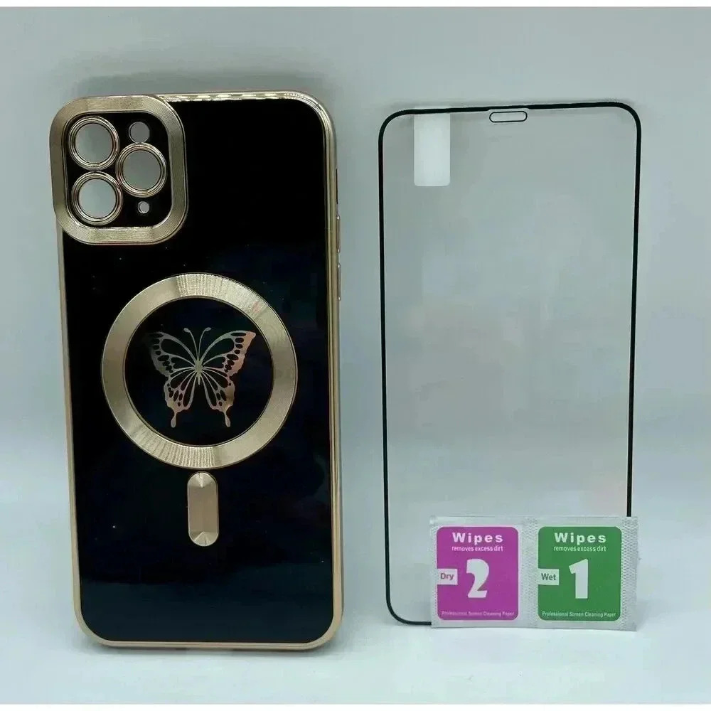 Butterfly Magsafe Case for‎ iPhone 11 Pro Max with Screen Protector Black